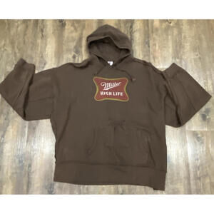 Brew City Miller Hoodie High Life Mens Medium Beer Pouch Tailgate Sweatshirt HTF